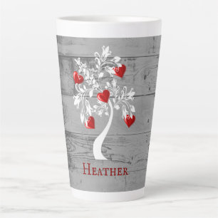 Roter Baum des Herzens Personalisierte Latte-Tasse Milchtasse