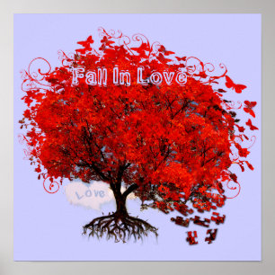 Roter Baum Fall in Liebe Wirbel Baum Poster
