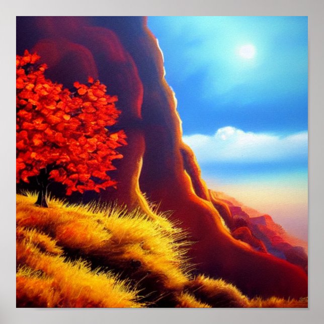 Roter Baum im Gebirgsposter Poster (Vorne)