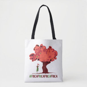 Roter Baum mit einer Frau aus Afrika