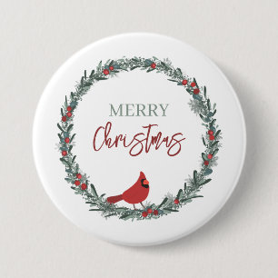 Roter Beerenkranz und Roter Kardinal Weihnachten Button