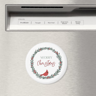 Roter Beerenkranz und roter Kardinal Weihnachten  Magnet