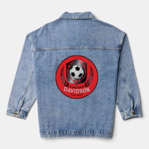 Roter benutzerdefinierter Fußball-Geburtstag Alter Jeansjacke