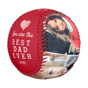 Roter Bester Vater Aller Zeiten Herz 4 Foto Collag Baseball