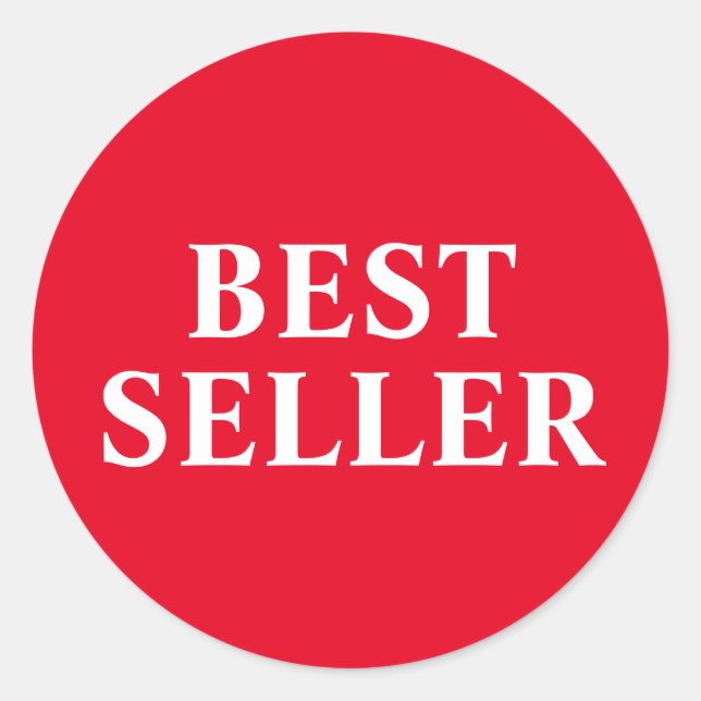 Roter Bestseller Runder Aufkleber (Vorderseite)