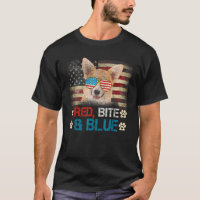 Roter Biss Und Blauer Corgi Hund Amerikanische Usa
