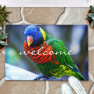Roter Blau Grüner Lorikeet Vogel Foto Willkommenss Fußmatte