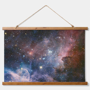 Roter & blauer Carina-Nebel Hubble-Teleskop Wandteppich Mit Holzrahmen