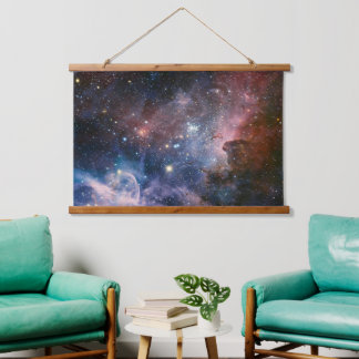 Roter & blauer Carina-Nebel Hubble-Teleskop Wandteppich Mit Holzrahmen