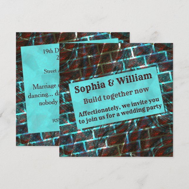 Roter blauer Fleck, Kratzer, Gitter- oder Ziegelef Einladung (Vorne/Hinten)