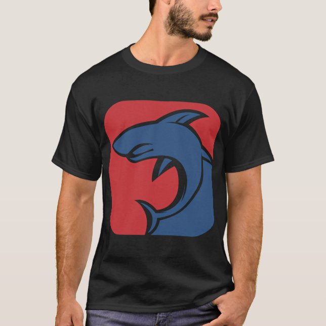 roter blauer Hai T-Shirt (Vorderseite)