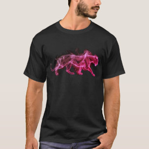 Roter + Blauer rauchiger Leopard auf einem schwarz T-Shirt