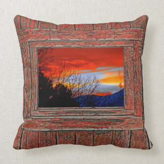 Roter blauer Sonnenuntergang Kissen