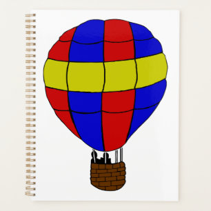 Roter blauer und gelber Heißluftballon Planer