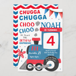 Roter blauer Zug - Einladung zum Geburtstag