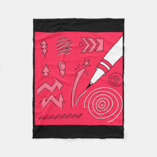 Roter Bleistift Farbiger Ausdrucksstarker Digitale Fleecedecke