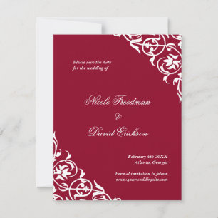 Roter blüh Klassische Scroll Hochzeit speichern Si Save The Date