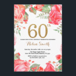 Roter Blumen60. Geburtstags-Einladungs-GoldGlitzer Einladung<br><div class="desc">Rote Blumen60. Geburtstags-Einladung für Frauen. Watercolor-botanische BlumenBlume. GoldGlitzer. Rosa Pfingstrosen-BlumenBlumen. Erwachsener Geburtstag. Für weitere Kundenbezogenheit klicken Sie bitte "besonders anfertigen es" Knopf und benutzen unser Entwurfswerkzeug,  um diese Schablone zu ändern.</div>