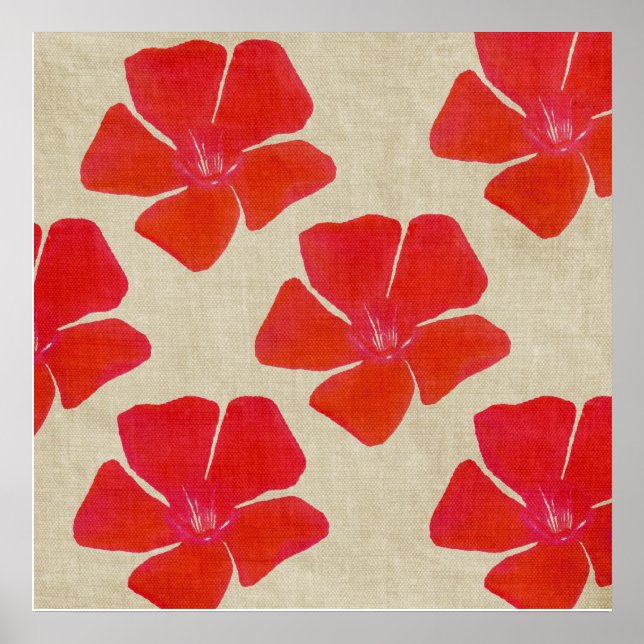 Roter Blumen-Druck Poster (Vorne)