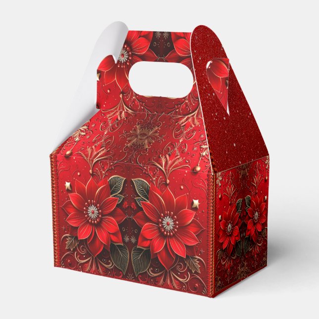Roter Blumen-Feiertagsgeschenkkarton Geschenkschachtel (Vorderseite)