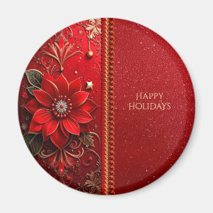 Roter Blumen-Feiertagsmagnet Magnet
