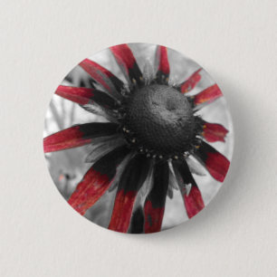 Roter Blumen-Knopf Button