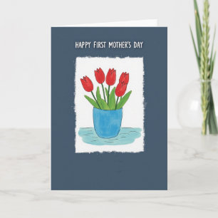 Roter Blumen-Muttertags-Kunstkarte Karte