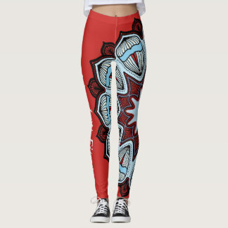 Roter Blumen-Power Leggings