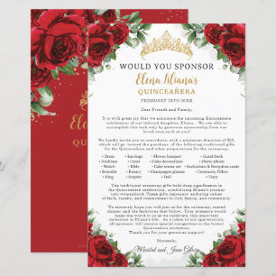 Roter Blumen-Quinceañera-15-Sponsor-Anfragebrief