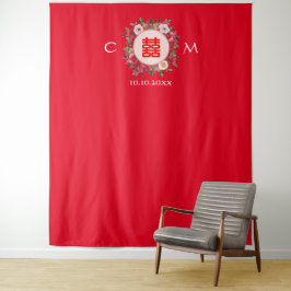 Roter Blumenkranz Hintergrund der chinesischen Hoc Wandteppich