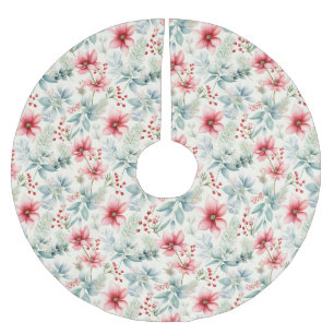 Roter Blumenrock Polyester Weihnachtsbaumdecke