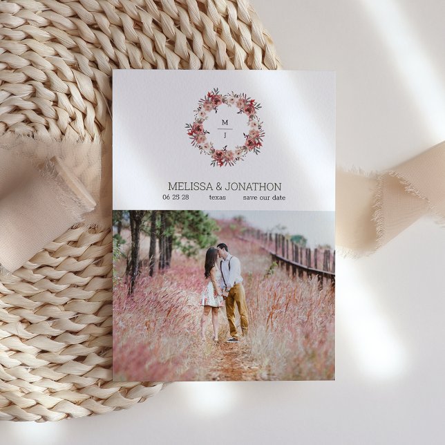 Roter Blush Rose Trendy Save the Date (Von Creator hochgeladen)