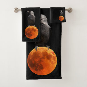 Roter Blütenmond und Raven Bath Set