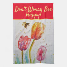 Roter Blütenrosa Tulip Bee Happy Tee macht sich ke