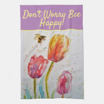 Roter Blütenrosa Tulip Bee Happy Tee The
