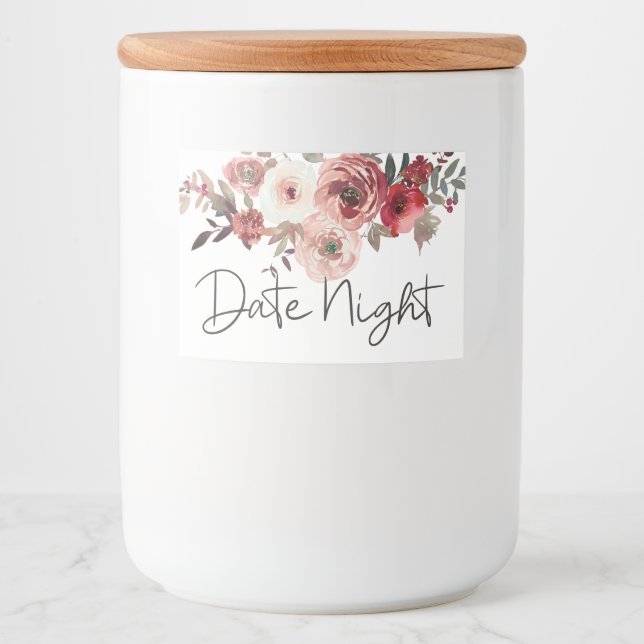 Roter Blütenschwarm Rose Datum Nacht Jar Lebensmitteletikett (Vorderseite)