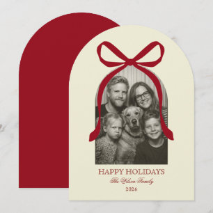 Roter Bogen Arch Familie Weihnachtsfoto Urlaubskar Einladung
