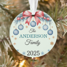 Roter Bogen Blaue Ornamente Familienname 2025 Weih