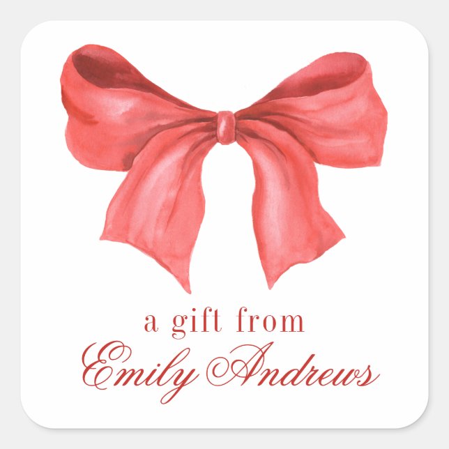 Roter Bogen der Wasserfarbe Quadratischer Aufkleber (Vorderseite)