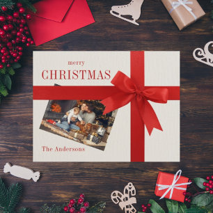 Roter Bogen Familie Foto Weihnachtskarte Feiertagspostkarte