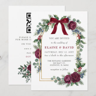 Roter Bogen Florale Bogen Weihnachten Hochzeit QR Einladung