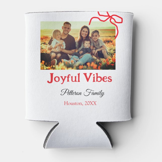 Roter Bogen fröhlich Vibes fügen Familienname Foto Dosenkühler (Vorderseite)