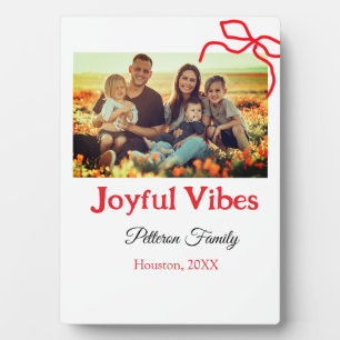 Roter Bogen fröhlich Vibes fügen Familienname Foto Fotoplatte
