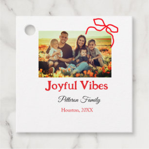 Roter Bogen fröhlich Vibes fügen Familienname Foto Geschenkanhänger