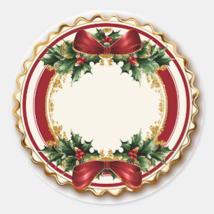 Roter Bogen Golden Holly & Efeu Runder Aufkleber