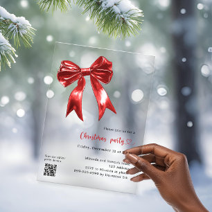 Roter Bogen klarer QR-Code Weihnachtsfeier Acryleinladungen