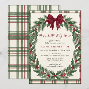 Roter Bogen Kranz Winter Weihnachten Baby Shower Einladung