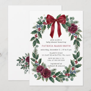Roter Bogen Kranz Winter Weihnachten Baby Shower Einladung