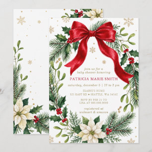 Roter Bogen Kranz Winter Weihnachten Baby Shower Einladung