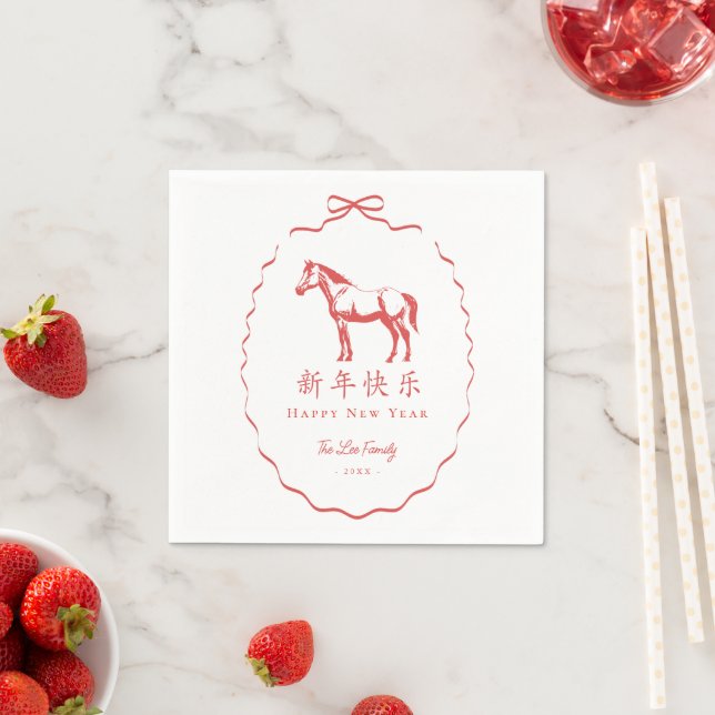 Roter Bogen Pferd Chinesisches Neujahr Serviette (Beispiel)
